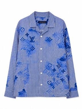 Louis Vuitton Blue Striped Monogram Watercolor Button-Down Shirt